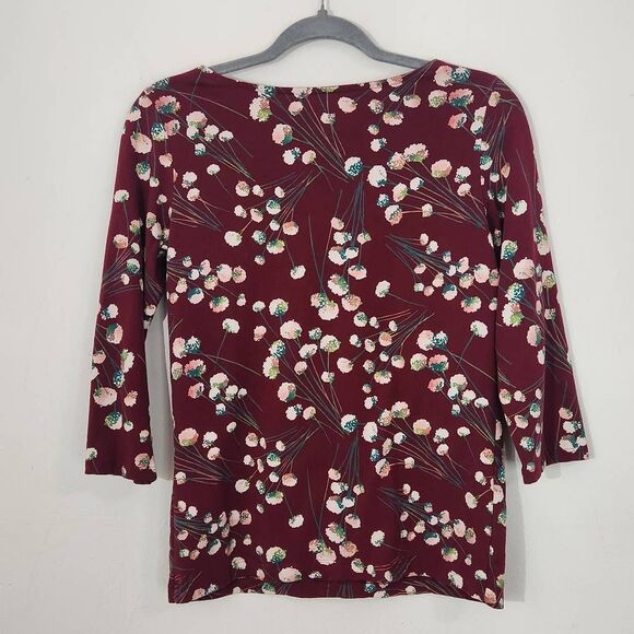 St. John's Bay Oxblood Floral Tee Size Small Burgundy Floral Top Floral T-Shirt - Picture 4 of 5
